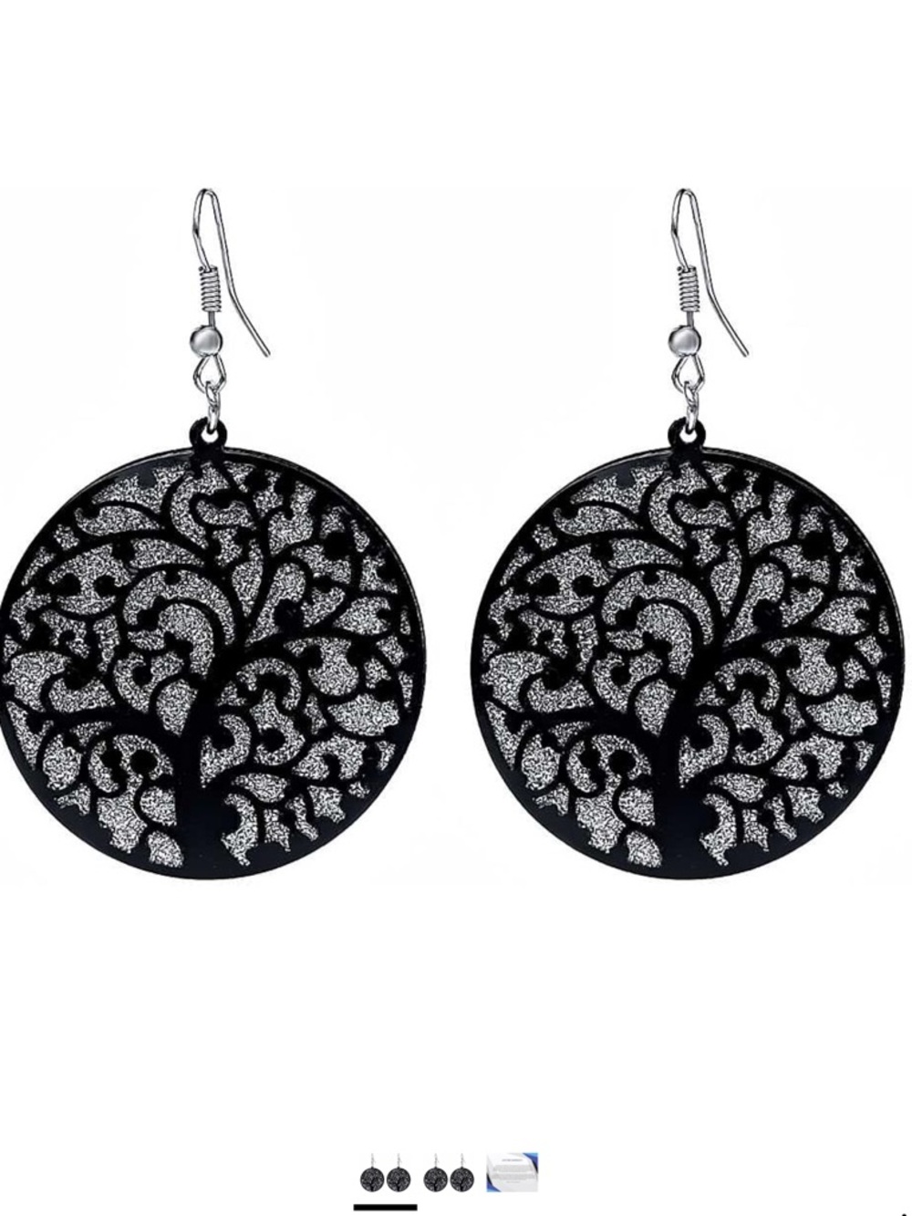Gem Stone King cultured fresh water black and silver dangle earrings